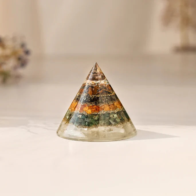 Conical Dhan Yog Pyramid With Selenite Base
