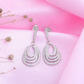 Contemporary CZ Rhodium Plated 925 Sterling Silver Earring