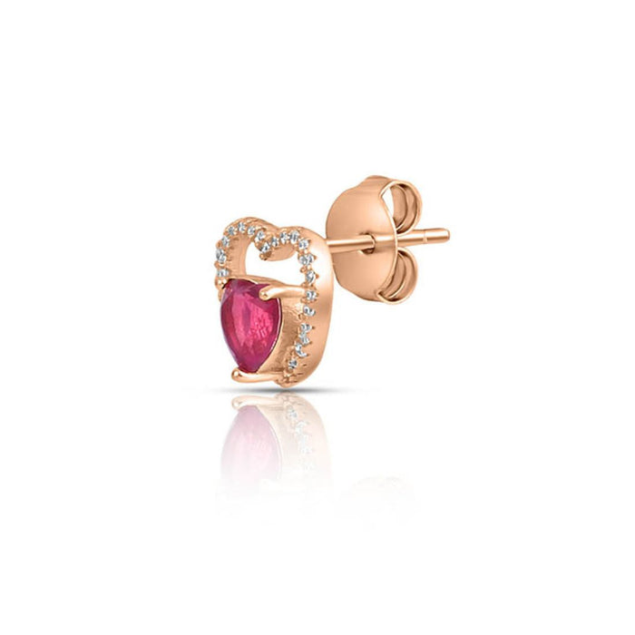 Crimson Hearts Rose Gold Plated 925 Sterling Silver Earrings