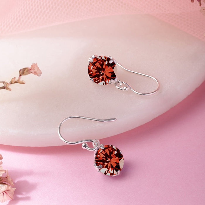 Crimson Radiance Rhodium Plated 925 Sterling Silver Earrings