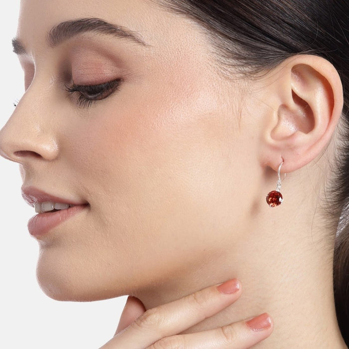 Crimson Radiance Rhodium Plated 925 Sterling Silver Earrings