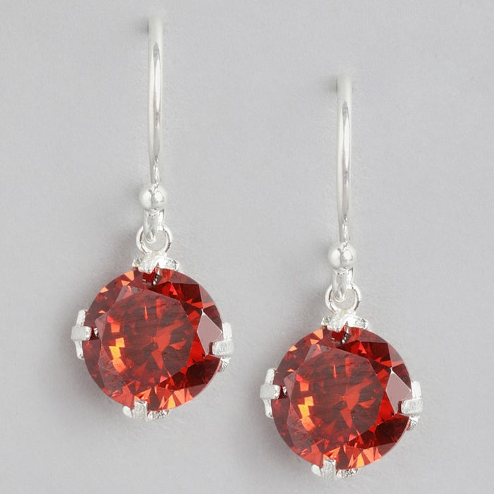 Crimson Radiance Rhodium Plated 925 Sterling Silver Earrings