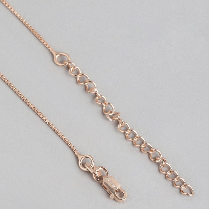 Crimson Radiance Rose Gold-Plated Circle Pendant 925 Sterling Silver Pendant with Chain