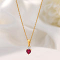 Crimson Ruby Heart Amulet Gold Plated 925 Silver Necklace