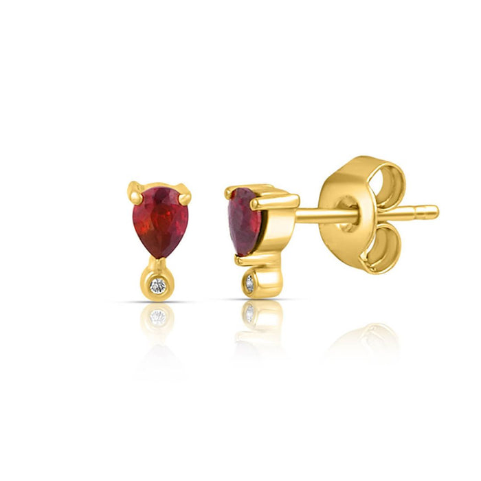 Crimson Teardrop Gold Plated 925 Silver Stud Earrings