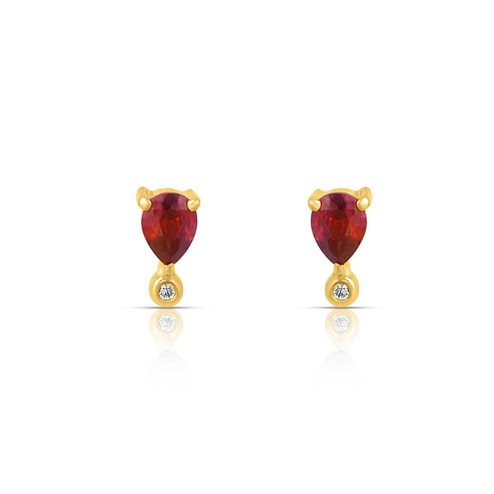 Crimson Teardrop Gold Plated 925 Silver Stud Earrings