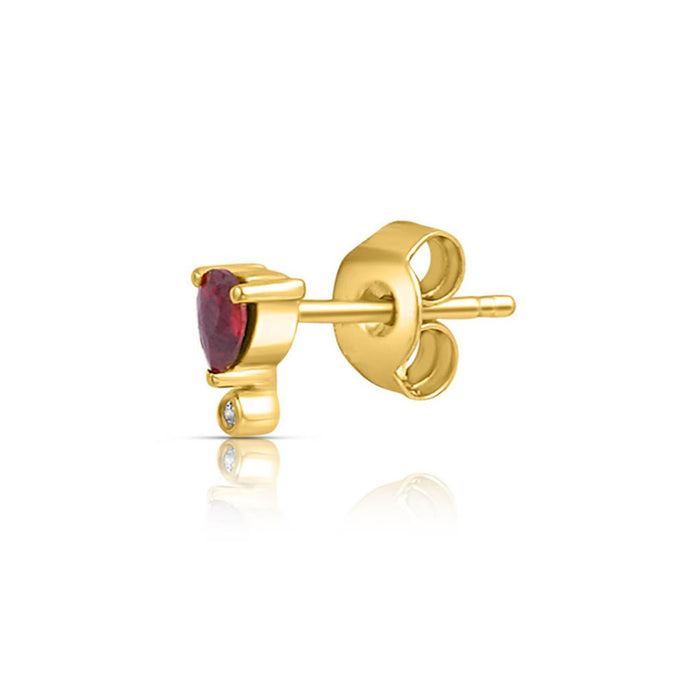 Crimson Teardrop Gold Plated 925 Silver Stud Earrings