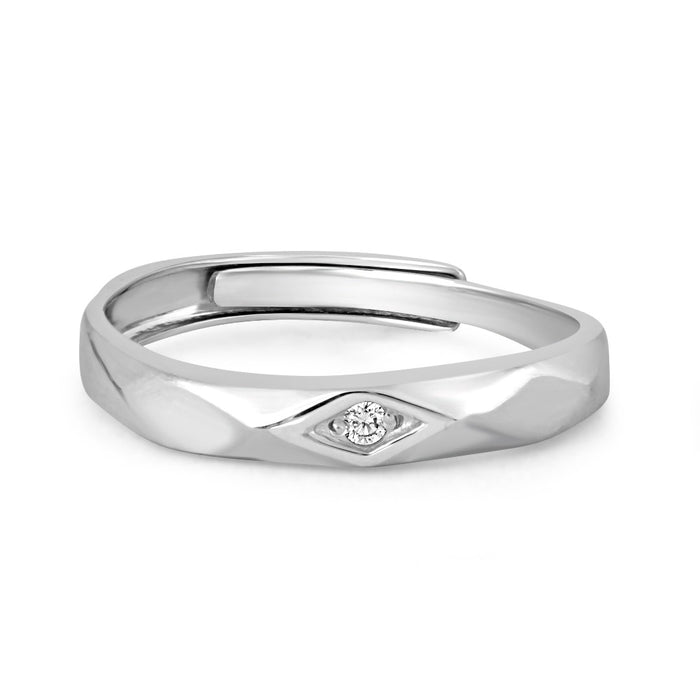 Adjustable 925 Sterling Silver ring for men featuring a CZ stone. Perfect jewelry gift for him. – Zavya