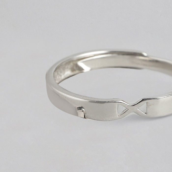 Cross Lock 925 Sterling Silver Ring For Him (Adjustable)