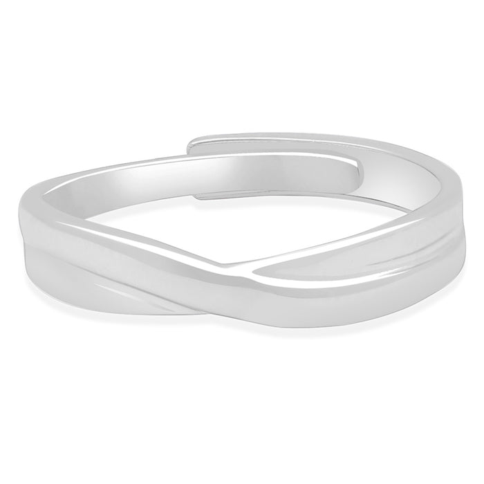 Adjustable 925 Sterling Silver crossed ring for men featuring a sleek open band. Perfect gift for him. – Zavya