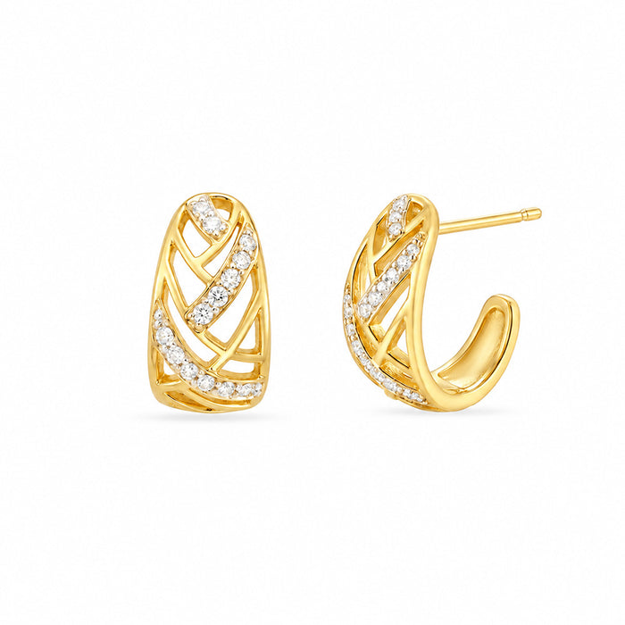 Crossover CZ Rhodium & Gold Plated 925 Sterling Silver Earrings