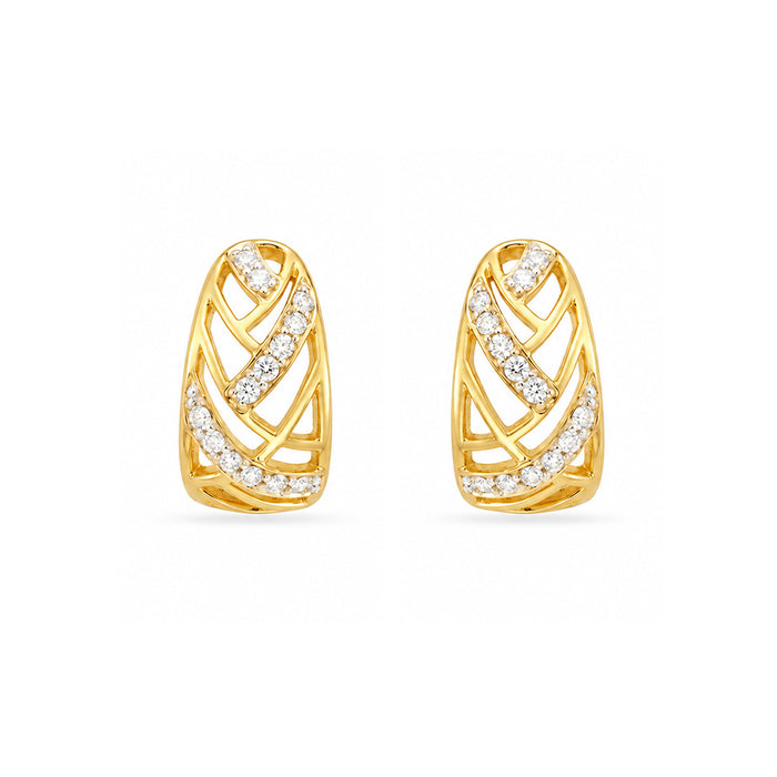 Crossover CZ Rhodium & Gold Plated 925 Sterling Silver Earrings