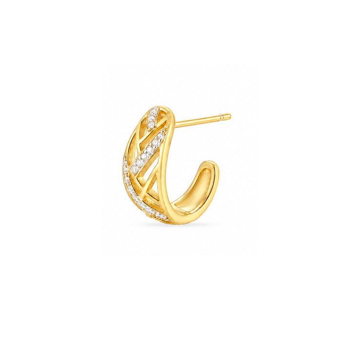 Crossover CZ Rhodium & Gold Plated 925 Sterling Silver Earrings