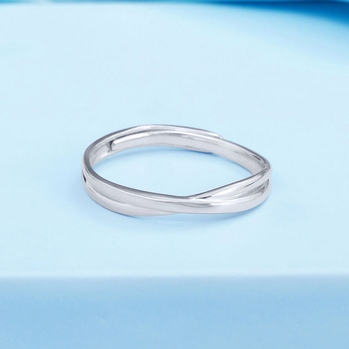 Crossover Rhodium Plated 925 Silver Men Ring (Adjustable)