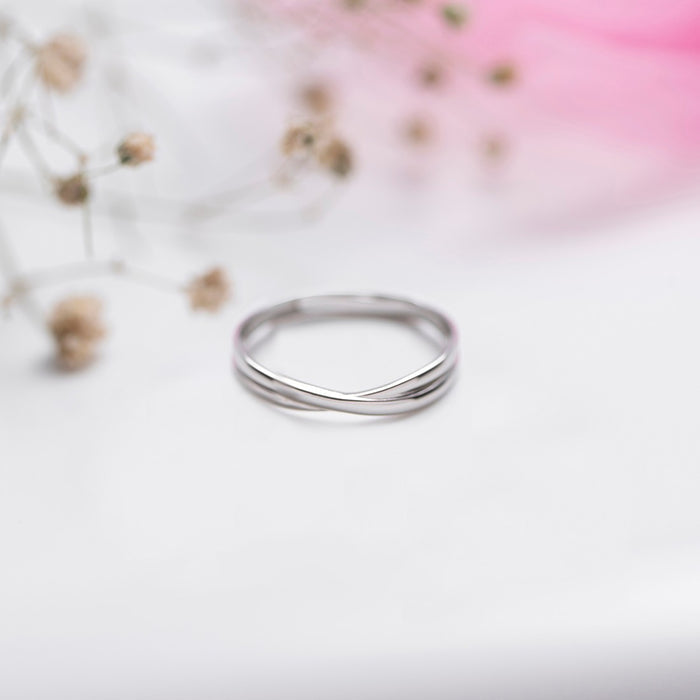 Crossover Rhodium Plated 925 Silver Men Ring (Adjustable)