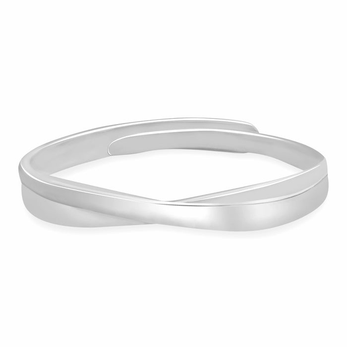 Crossover Rhodium Plated 925 Silver Men Ring (Adjustable)