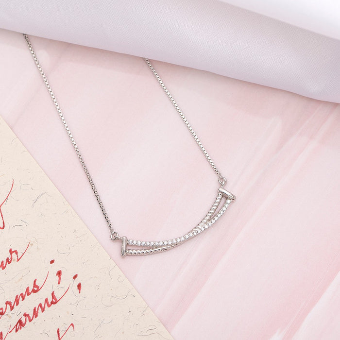 Crossover Rhodium Plated 925 Sterling Silver Necklace