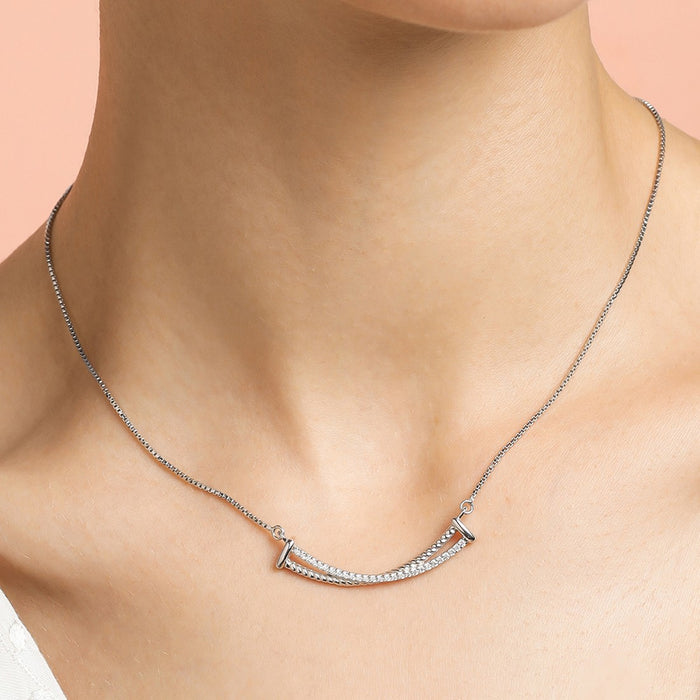 Crossover Rhodium Plated 925 Sterling Silver Necklace