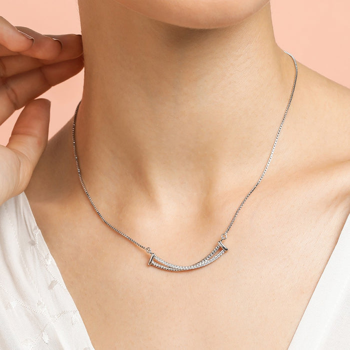 Crossover Rhodium Plated 925 Sterling Silver Necklace
