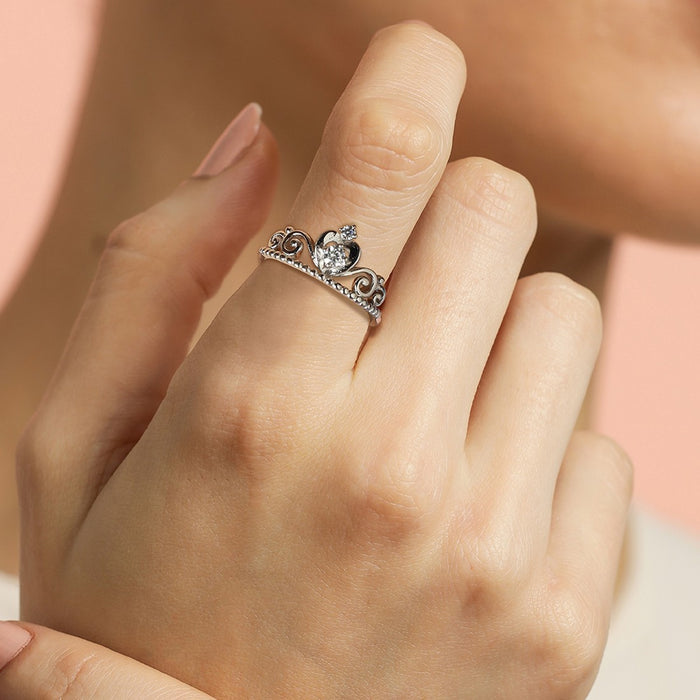 Crown CZ  925 Sterling Silver Ring for Women (Adjustable)