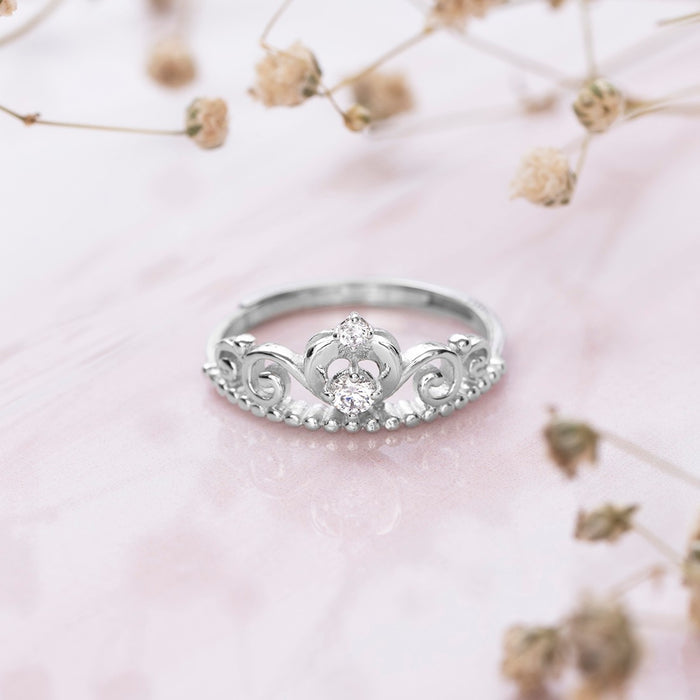 Crown CZ  925 Sterling Silver Ring for Women (Adjustable)