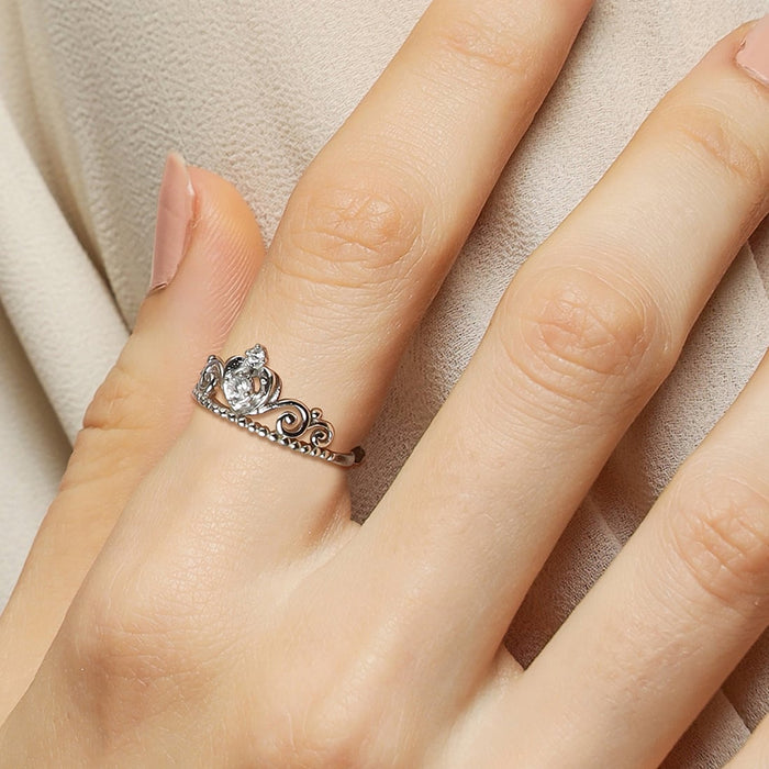 Crown CZ  925 Sterling Silver Ring for Women (Adjustable)