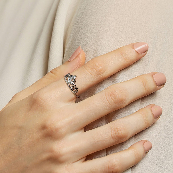 Crown CZ  925 Sterling Silver Ring for Women (Adjustable)