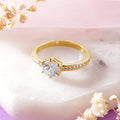 Crystal Cascade CZ Gold-Plated 925 Sterling Silver Ring (Adjustable)