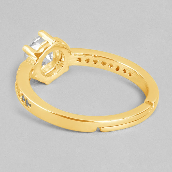 Crystal Cascade CZ Gold-Plated 925 Sterling Silver Ring (Adjustable)