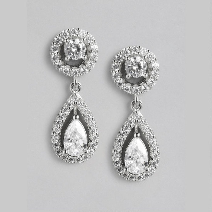Crystal Cascade Rhodium Plated 925 Sterling Silver Drop Earrings
