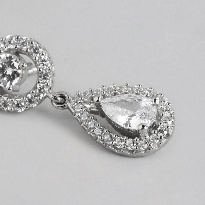 Crystal Cascade Rhodium Plated 925 Sterling Silver Drop Earrings