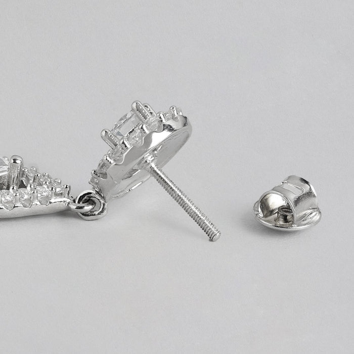 Crystal Cascade Rhodium Plated 925 Sterling Silver Drop Earrings