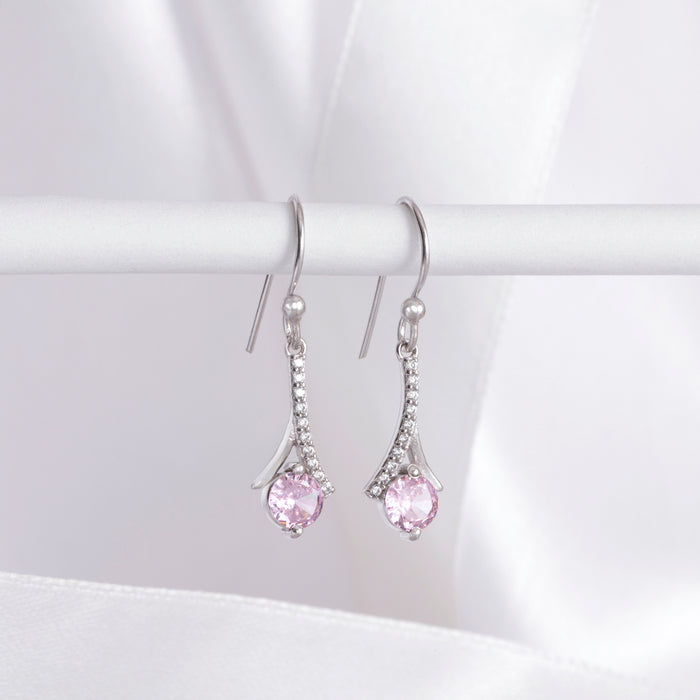 Crystal Charm Rhodium Plated 925 Sterling Silver Earrings