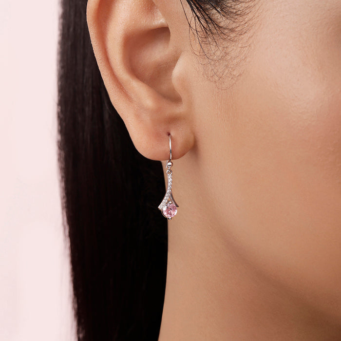 Crystal Charm Rhodium Plated 925 Sterling Silver Earrings