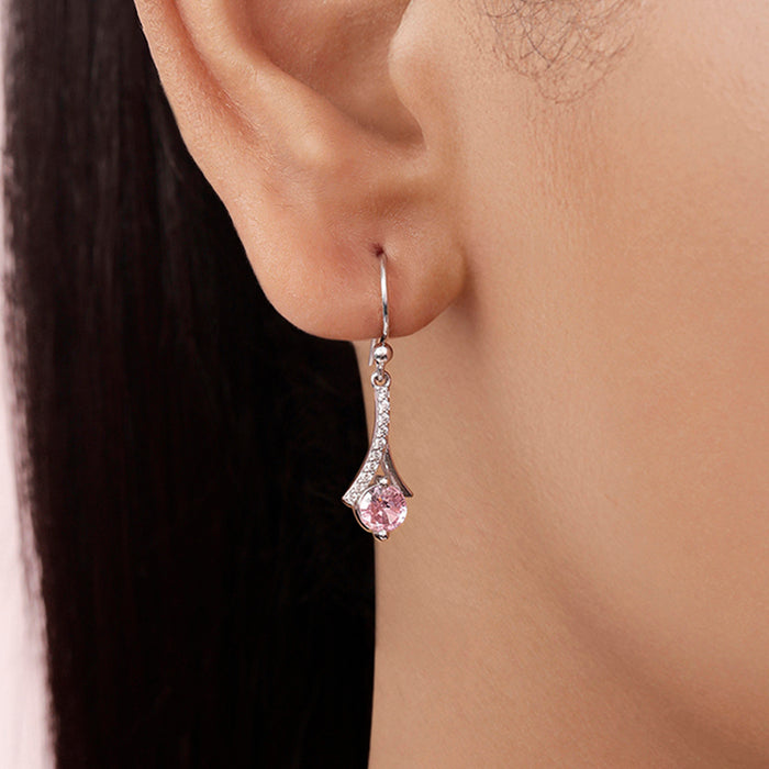 Crystal Charm Rhodium Plated 925 Sterling Silver Earrings