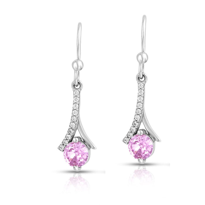 Crystal Charm Rhodium Plated 925 Sterling Silver Earrings
