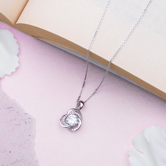 Crystal Clarity Rhodium Plated 925 Sterling Silver Necklace