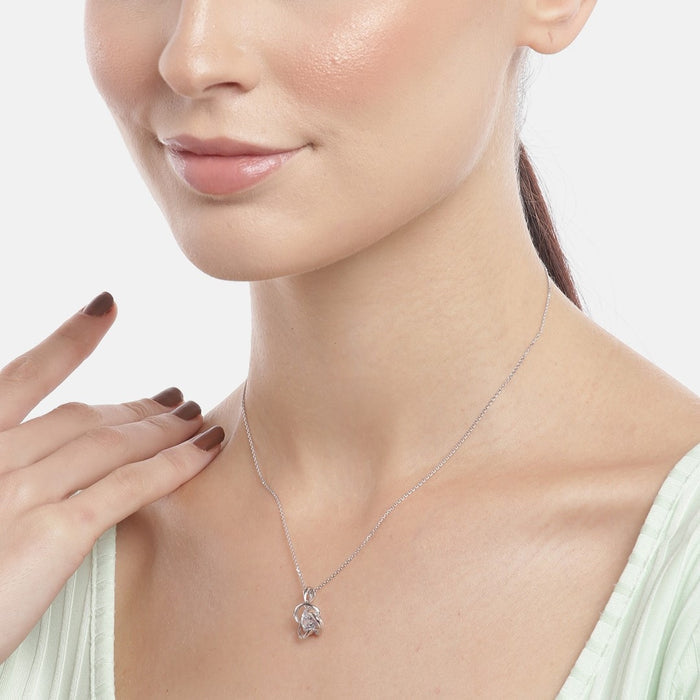 Crystal Clarity Rhodium Plated 925 Sterling Silver Necklace