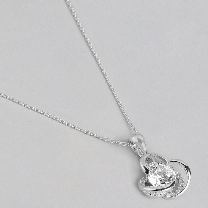 Crystal Clarity Rhodium Plated 925 Sterling Silver Necklace