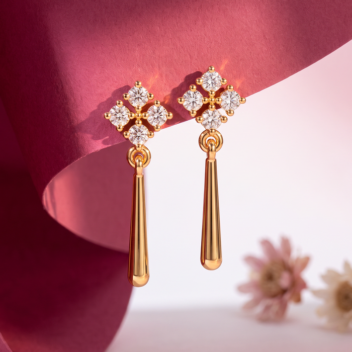 Crystal Drop Gold Plated 925 Sterling Silver Earrings