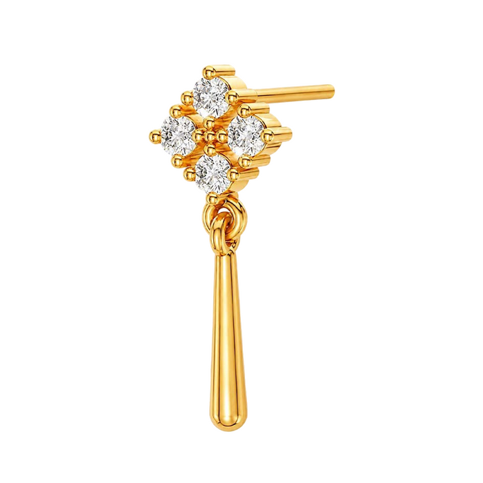 Crystal Drop Gold Plated 925 Sterling Silver Earrings