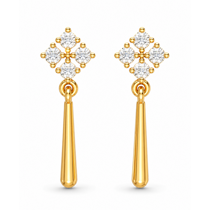 Crystal Drop Gold Plated 925 Sterling Silver Earrings