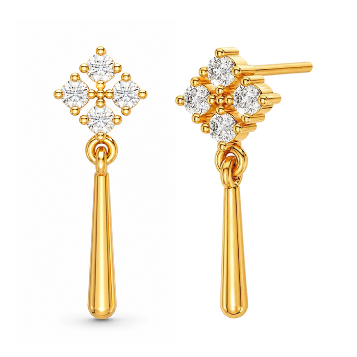 Crystal Drop Gold Plated 925 Sterling Silver Earrings
