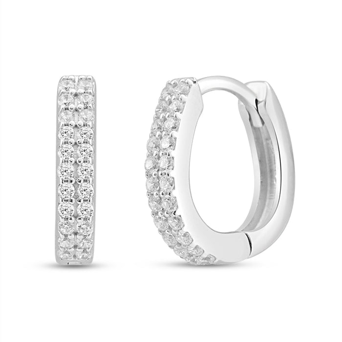 Crystal Pavé Hug Rhodium-Plated 925 Silver Micro-Hoop Earring