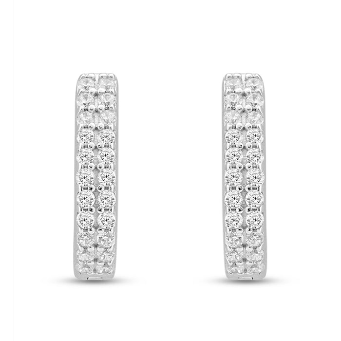 Crystal Pavé Hug Rhodium-Plated 925 Silver Micro-Hoop Earring