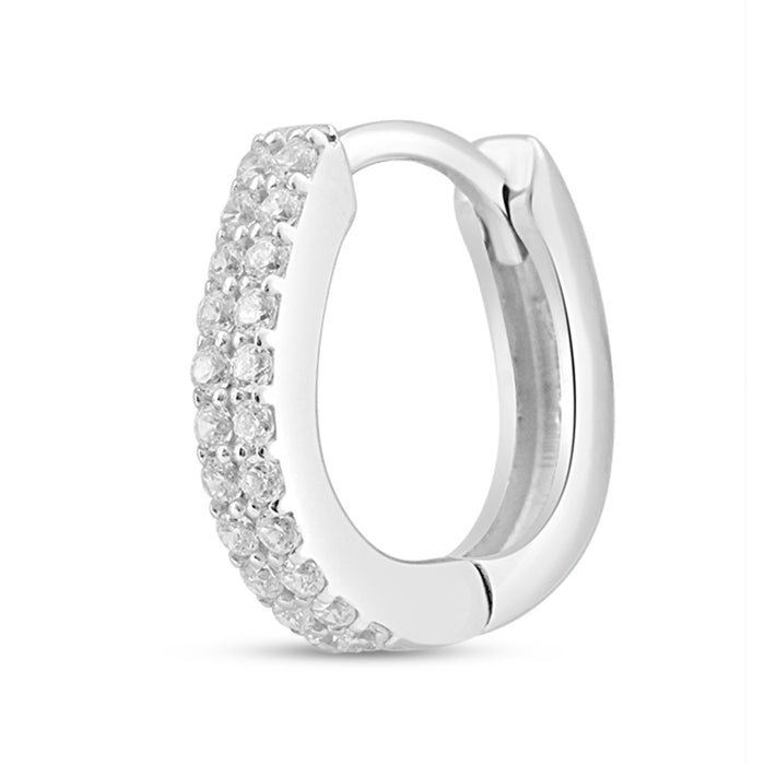 Crystal Pavé Hug Rhodium-Plated 925 Silver Micro-Hoop Earring