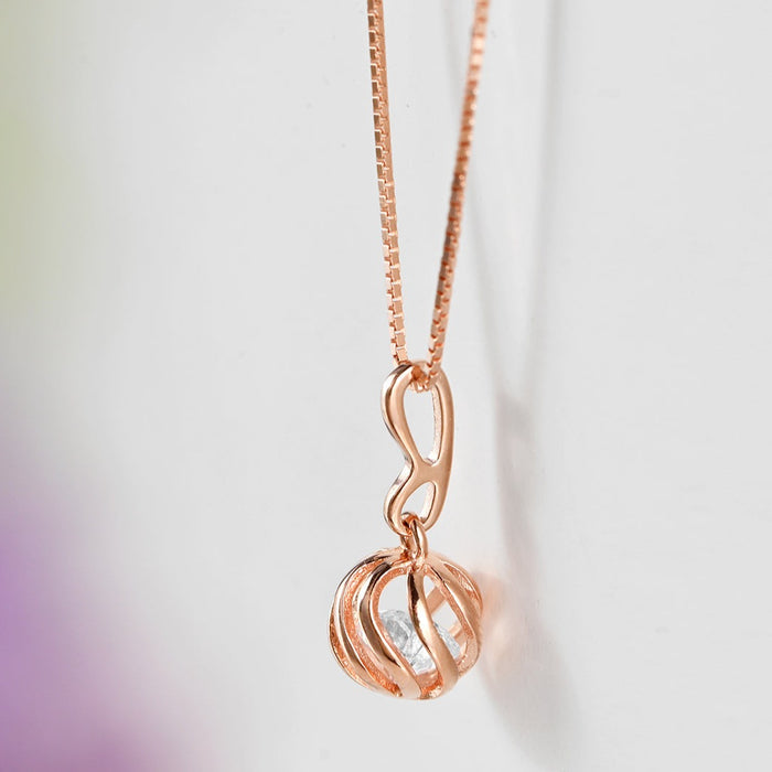 Crystal Rose Gold Plated 925 Sterling Silver CZ Necklace