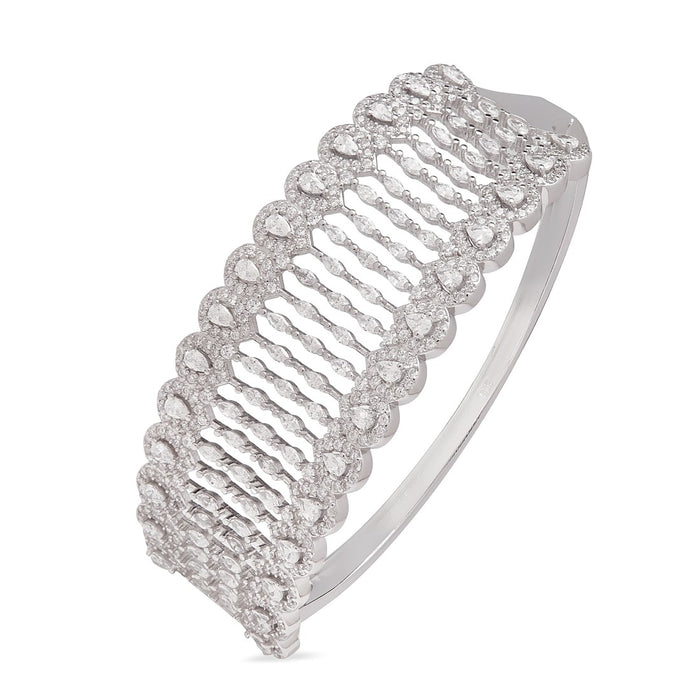 Cubic Zirconia Oval Rhodium Plating 925 Sterling Silver Bracelet