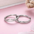 Cubic Zirconia Studded 925 Sterling Silver Lover's Couple Rings (Adjustable)