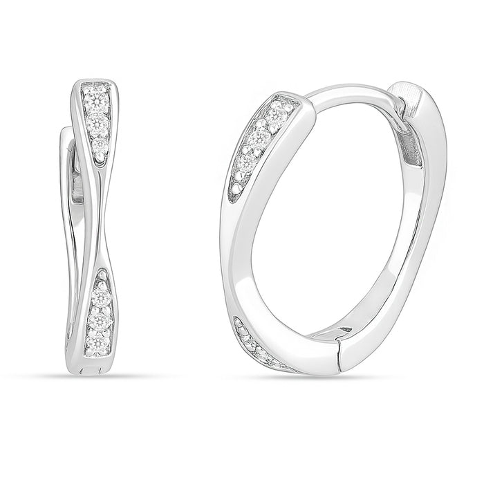 Curve of Grace Rhodium Plated 925 Silver Hoop Earrings